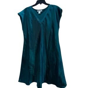 * Morgan Taylor large nighty night gown Teal V-Neck Cap Sleeve silky pajama